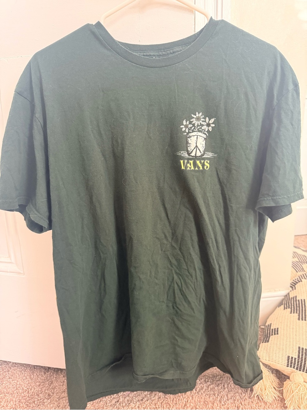 Vans Dark Green Graphic Logo Tee with Floral Shield